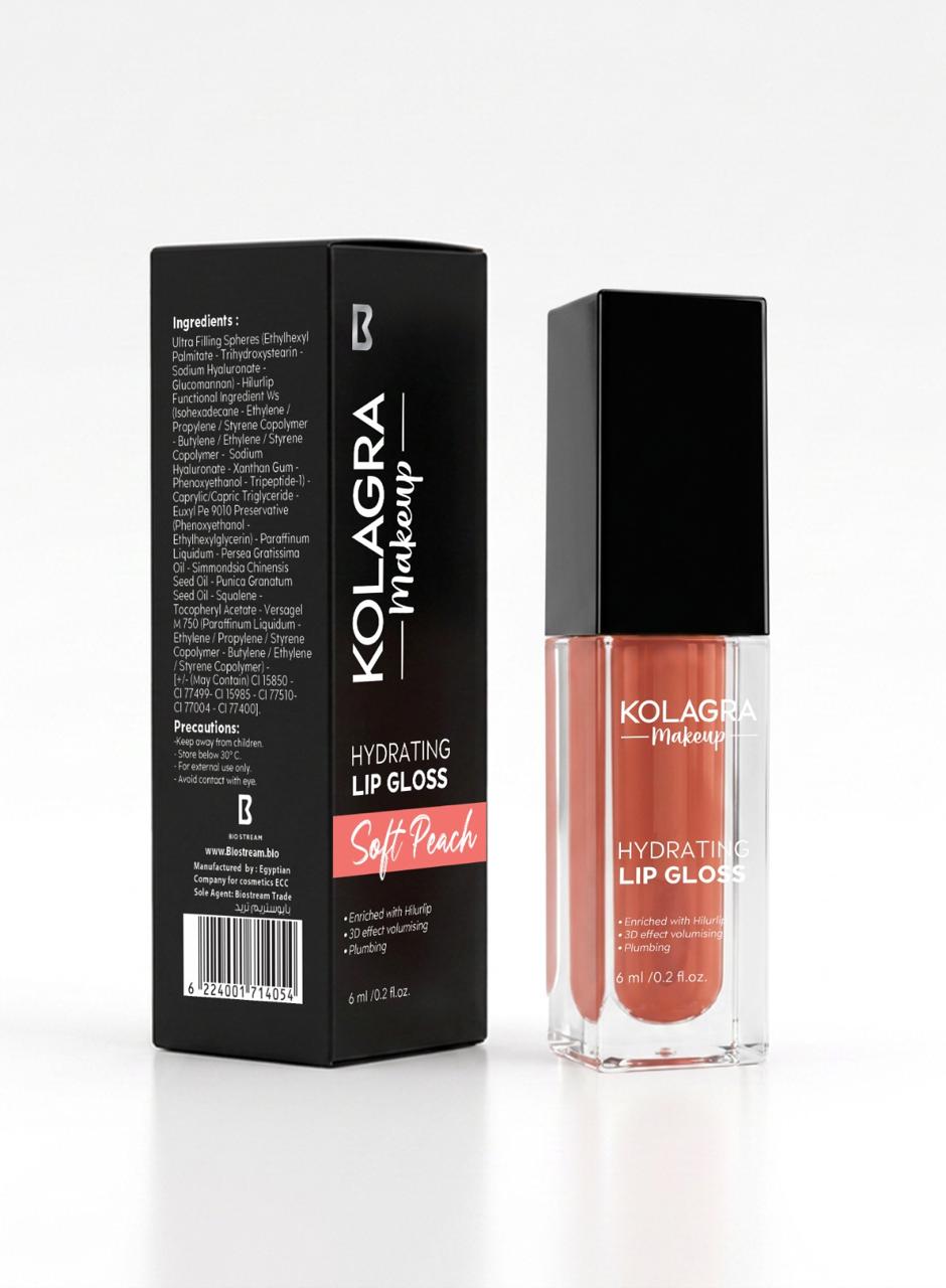 KOLAGRA MAKEUP SOFT PEACH  LIP GLOSS 6ML