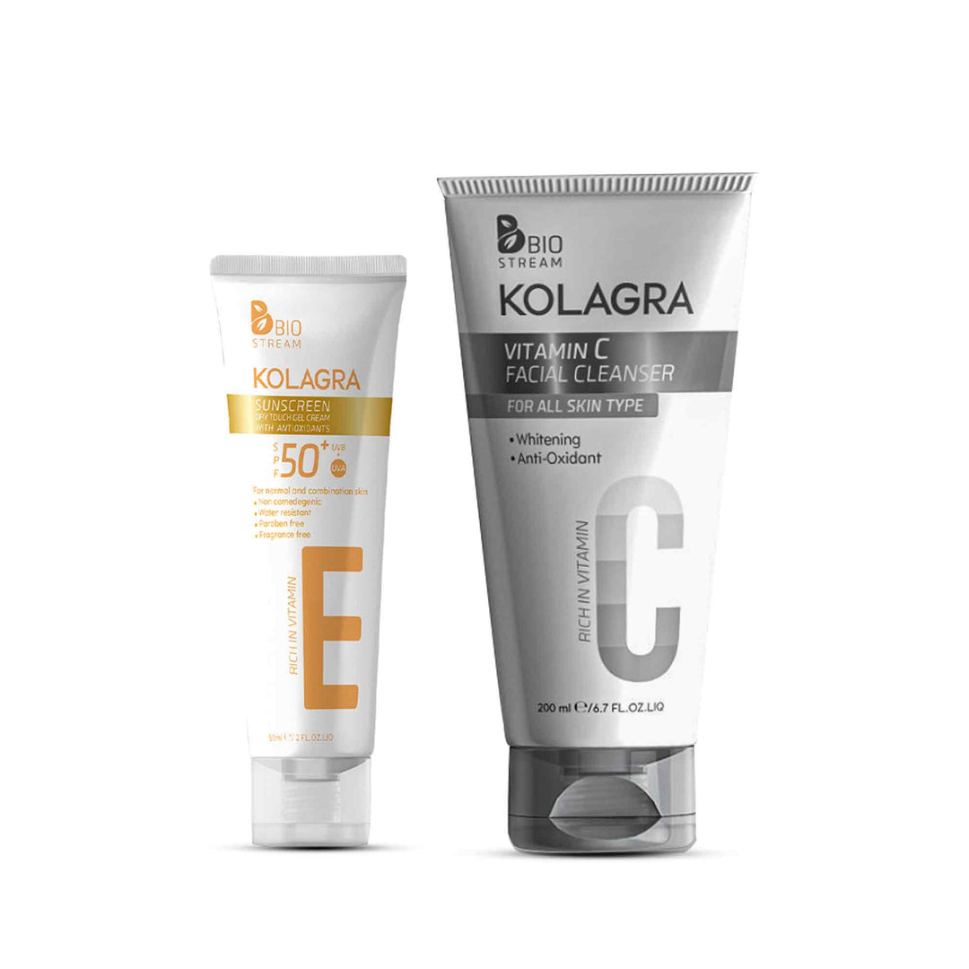 Kolagra offer sun screen gel cream +Facial wash vitamin c